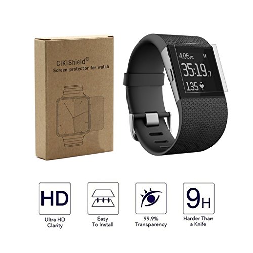 Cikishield- Premium HD Clear Tempered Glass Screen Protector for for Fitbit Surge Fitness Superwatch 9H Hardness Multi-layer Explosion-proof and Anti-Bubble Screen Guard(3pack)