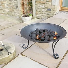 'Flamba' FIRE PIT 27" Diameter bowl on legs with Mesh Safety Lid