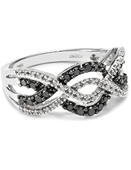 10k White Gold Black and White Diamond Waves Ring (1/2 cttw, I-J Color, I2-I3 Clarity)