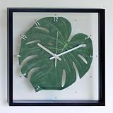 F-Style Clock�@�i�����Ȑl�H�ϗt�A���E���v�jMonstera deliciosa �����X�e���i�����Z���j GN�@345x345x45mm