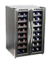 Whynter WC-321DD 32 Bottle Dual Temperature Zone Wine Cooler, Stainless Steel Trimmed Glass Door with Black Cabinet