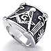 KONOV Vintage Embossed Freemason Masonic Stainless Steel Mens Ring, Black Silver