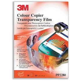 3M OHP Film Laser Colour Copier Economy with Removable Sensing Strip Long Edge Ref PP2280 [Pack of 100]