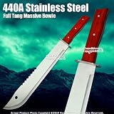 440A Stainless Steel Full Tang Massive Bowie Style Fixed Blade Knife w/ Sheath