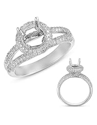 14K White Gold 0.81cttw Round Diamond Semi Mount Engagement Ring