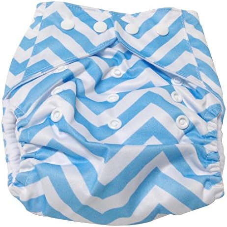 HAQILA Baby Washable Waterproof Breathable Leakproof Cloth Diapers,One Size,Blue&amp;White,2-Pack