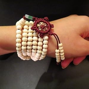 6mm*216 Buddha Unpolished White Sandalwood Wheel Prayer Beads Buddhist Sutra Bracelet Necklace
