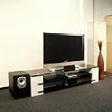 TV Lowboard Regal Phonom&ouml;bel Glas schwarz/wei&szlig;