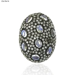 23*18*14mm .925 Sterling Silver Diamond Pave Gemstone Bead Jewelry