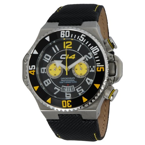 Carbon 14 Men's E1.3 Earth Chronograph Black and Yellow Dial Watch