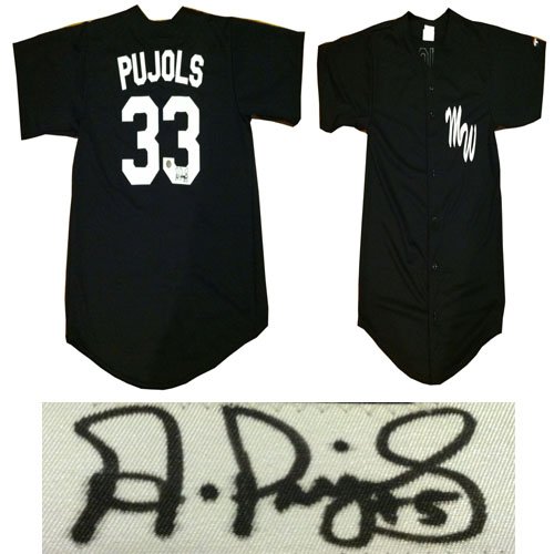 Signed Albert Pujols Maple Woods College Baseball Jersey Before Pujols became a star for the St. Louis Cardinals and now the Los Angeles Angels of Anaheim, he was a stud at Maple Woods Community College in Kansas City, MO. He played there in 1999, his only season, and hit .461 for the year. Drafted by the St. Louis Cardinals, he went on to become a 2x World Series Champion (2006 and 2011), 3x NL M