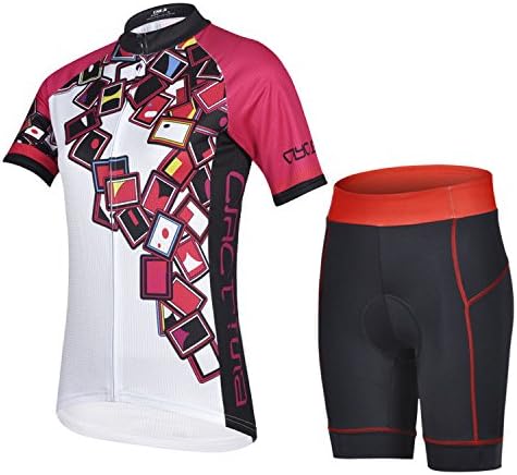 Women's Quick-Dry Cool Short Sleeve Cycling Jersey 3D Padded Short Set Devil Style (Color Square Size XXL)