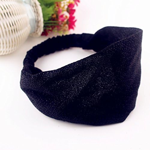 Womens Elastic Headband Hair Band Sweatband Accessory for Sport Workouts or Fashion(set of 2)