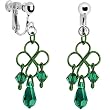 Handcrafted Austrian Crystal Emerald Irish Scroll Clip On Earrings