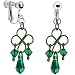 Handcrafted Austrian Crystal Emerald Irish Scroll Clip On Earrings