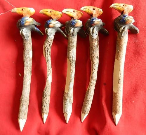 DragoNista Hornbills Wood Pencil Sawdust Natural Handcraft [Pack 5]