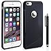 iPhone 6 Case - LK S Shape Slim TPU Gel Rubber Soft Skin Silicone Case Cover for iPhone 6 (4.7inch) + Stylus Pen (TPU - Black)