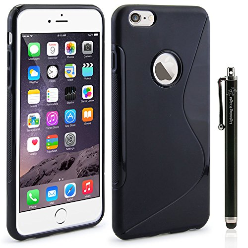 iPhone 6 Case - LK S Shape Slim TPU Gel Rubber Soft Skin Silicone Case Cover for iPhone 6 (4.7inch) + Stylus Pen (TPU - Black)