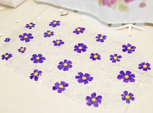 Gorgeous Dream Purple Flower Nonslip Bathroom Rugs, Amtibacterial PVC NoSlip Bath Mat, 27x15 inches(69x38cm) (Purple)