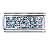 December Blue Zircon Birthstone Italian Charms Bracelet Link
