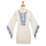 Embroidered Lurex Stripe Voile Tunic (Petite, Tall & Misses Sizes XS-3X)