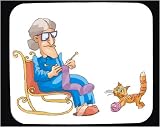 Mouse Pad with body, individuals, yarn, individual, humans, playing, woman, person, human, persons, cat, people, grandmother