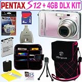 Pentax Optio S12 12MP Digital Camera (Pink) + 4GB Deluxe Accessory Kit