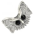Silvertone Crystal Owl Face Wide Cuff Fashion Bracelet