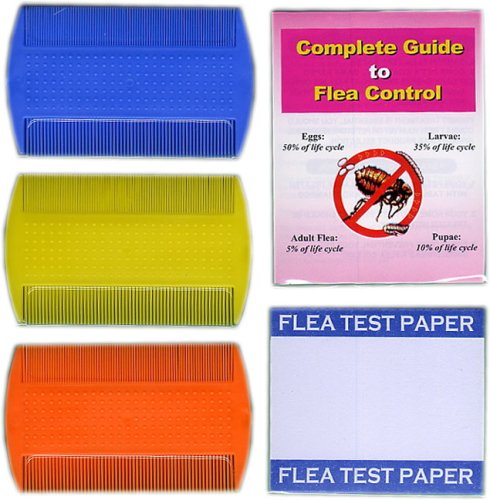 Dog Pet Fine Tooth Combs w Flea Test Paper & Complete Guide to Flea Control