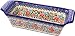 Polish Pottery Ceramika Boleslawiec, 1207/238, Bread Meatloaf Baker, 12 3/4 by 5 3/8 Inches - 6 Cups, Royal Blue Patterns with Red Cornflower and Blue Butterflies Motif