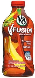 V8 Fusion Juice, Strawberry Banana, 46-Ounce Bottles (Pack of 8)