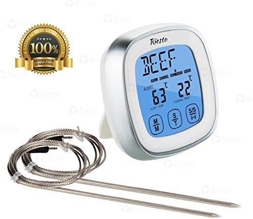 Digital BBQ Kitchen Cooking Probe Meat Thermometer Essential Tool for Oven Grill and Smoker Touchscreen Accurate Candy Thermometers Stainless Steel Probes Best Grilling Steak Food Instant Read Gift