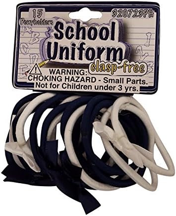 School Uniforms Girls Navy White 15 Pack Ponyholders with Bows