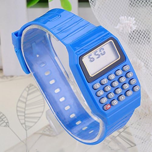 Moonar® Unisex Girls Boys Multi-purpose Children Date Electronic Calculator Wrist Watch Watches (Blue)