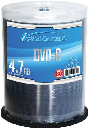 Optical Quantum Best Quality 16x 4.7GB DVD-R Blank Media Silver Top 100 pack