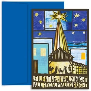 Stained Glass Holy Night Religious Christmas Cards -