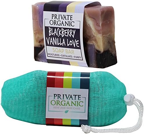 All Natural Vegan Bar Soaps - USDA Certified Organic- Handmade - Exfoliating &amp; Moisturizing- Beautiful Scent- Best For Body/ Face/ Hands - With Soap Saver Pouch (Blackberry Vanilla Love)