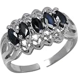 1.2ct Genuine Natural Blue Sapphire Gemstone and Diamond 10k White Gold Ring