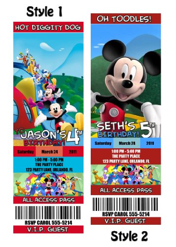 Mickey Mouse Clubhouse Custom Party Photo Invitation Tickets - You Print