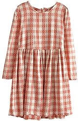 Plaid Print Polka Dot Print Pleated Cotton Party Dress 