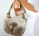 Coach Madison Dotted Op Art Convertible Hobo Silver Khaki