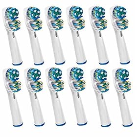 TECHEALTH 12 DUAL CLEAN TOOTHBRUSH REPLACEMENT REFILL HEADS - GENERIC COMPATIBLE WITH ORAL B (VALUE PACK OF 12) COMPATIBLES