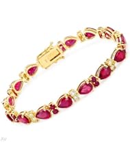 14K Yellow Gold 23.43 CTW Rubies and 1.67 CTW Color J-L SI1-SI2 Diamond Ladies Bracelet. Length 7.25 in. Total Item weight 19.2 g.