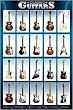 Classic Guitars - Poster (Fender Telecaster, Fender Stratocaster, Gibson Les Paul, Gibson Flying V, Gibson ES 330...) (Size: 24" x 36")
