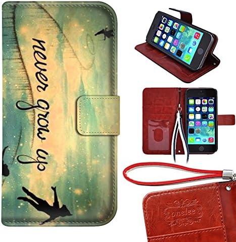 iPhone 5 Wallet Case,Never Grow Up Premium PU Leather Wallet Case cover with card slots for iPhone 5 5s