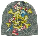 ED HARDY Christian Audigier Unisex Mens Womens Tattoo Beanie Skull Cap Toboggan Hat Grey OSFA