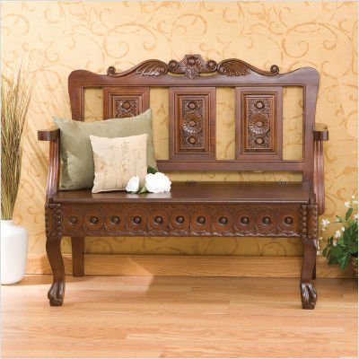 Cherry Handcarved Storage Bench