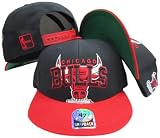 Chicago Bulls Black/Red Big Logo Snapback Adjustable Plastic Snap Back Hat / Cap