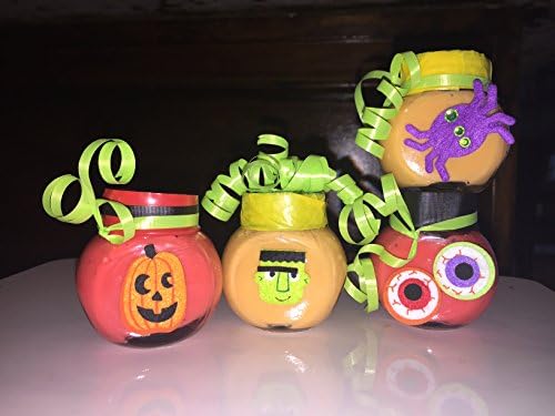 Halloween Party Favors Birthdays Set of 4 Glass Jars Silly Putty no borax, Trick or Treat Supplies, Red and Orange Slime