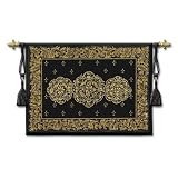 Black Medallion Style Handwoven Wall Hanging Fabric Tapestry Home Decor